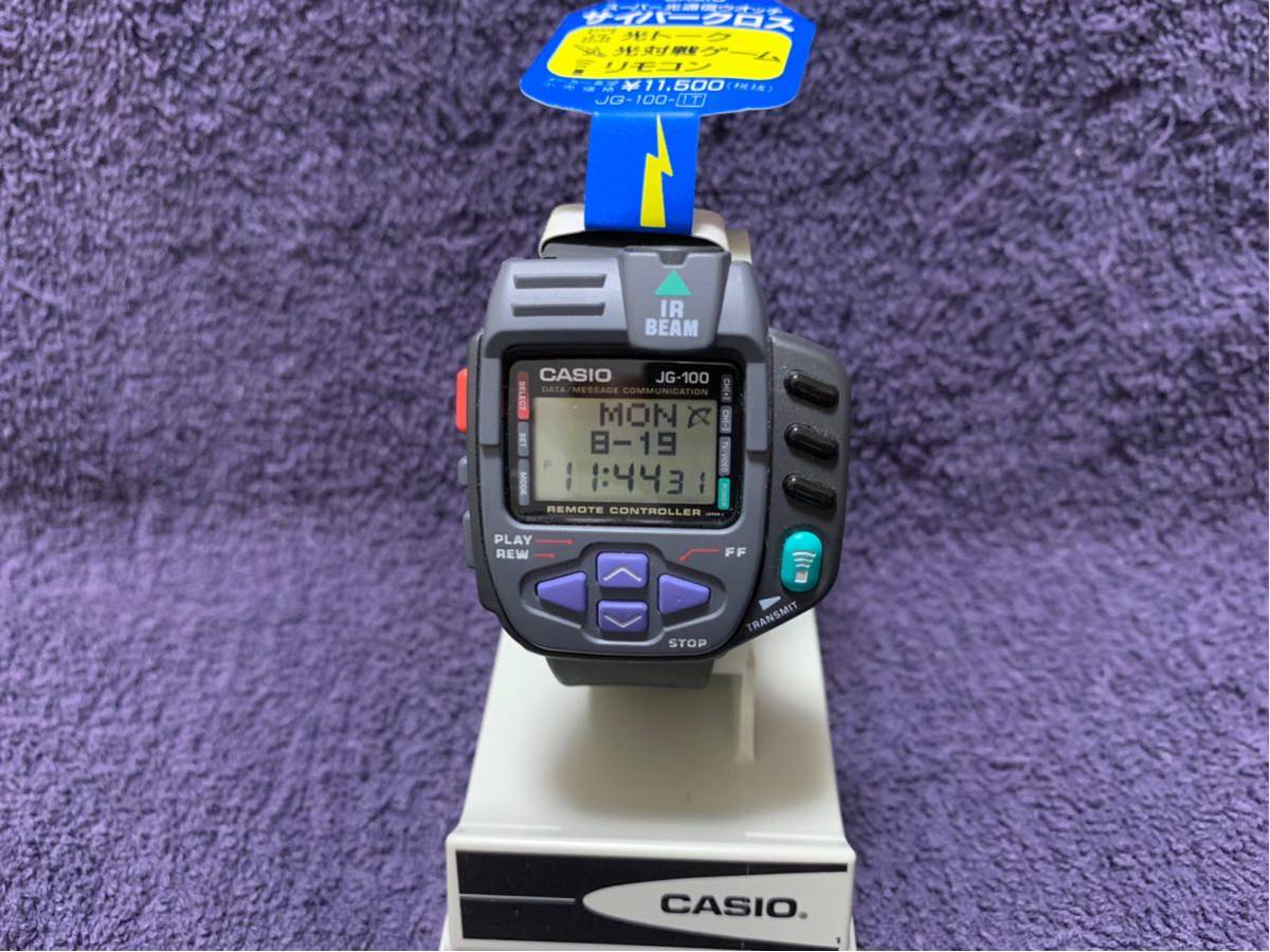 CASIO Casio JG-100 1248 CYBERCROSS box with instruction attached goods  equipped wristwatch operation goods digital rare stainless steel Vintage  beautiful goods rare *: Real Yahoo auction salling