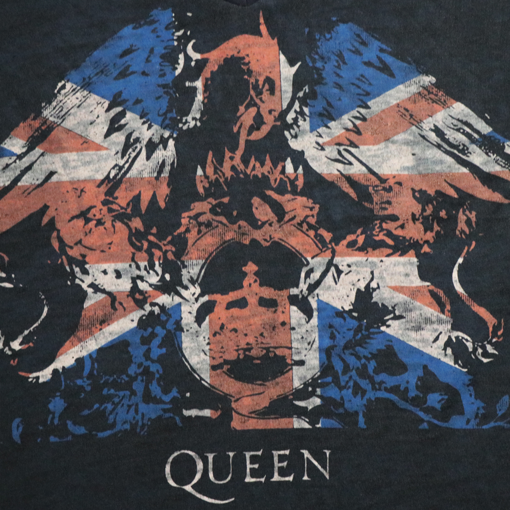 新品アメリカ購入デッドストック品 QUEENクイーン バンドＴ まだら加工 VネックTシャツ 黒L_画像5