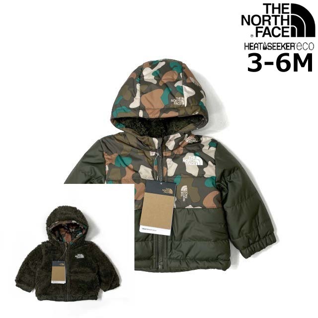  прямые продажи [ стандартный новый товар ]THE NORTH FACE BABY REVERSIBLE MOUNT CHIMBO HOODED JACKET с хлопком жакет US Kids baby (3-6M) зеленый камуфляж 240517-40