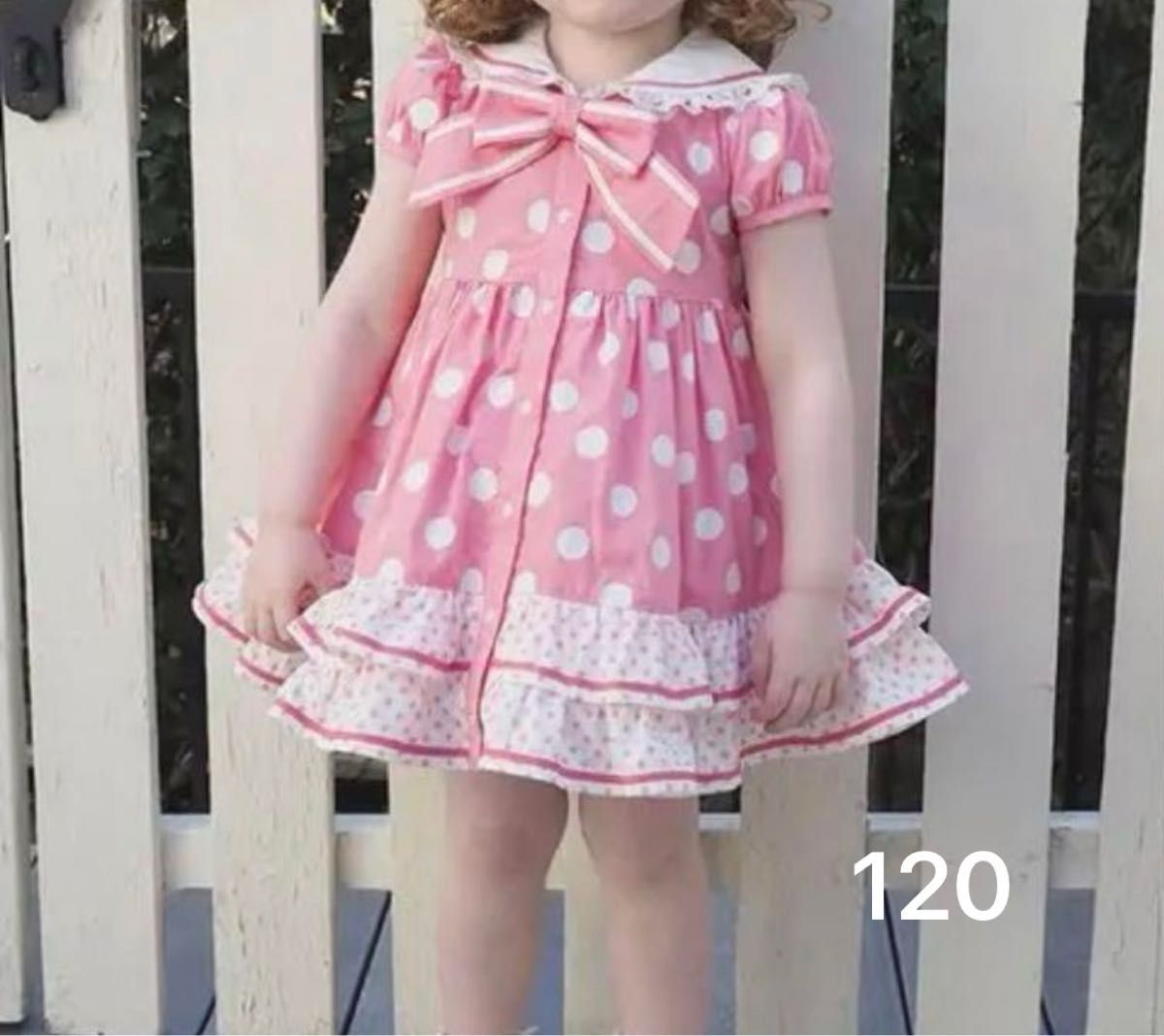 Shirley Temple シャーリーテンプル 120 ピンクドット柄セーラー Shirley Temple シャーリーテンプル 120 ピンクドット柄セーラー