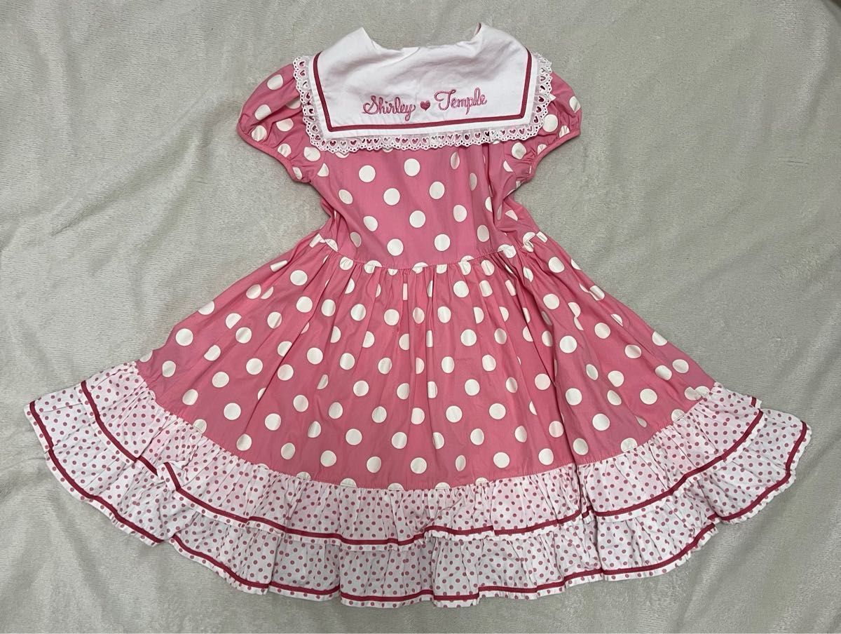 Shirley Temple シャーリーテンプル 120 ピンクドット柄セーラー Shirley Temple シャーリーテンプル 120 ピンクドット柄セーラー