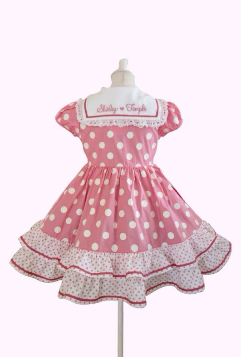 Shirley Temple シャーリーテンプル 120 ピンクドット柄セーラー Shirley Temple シャーリーテンプル 120 ピンクドット柄セーラー