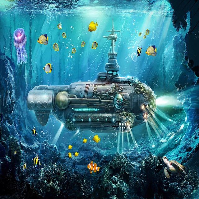 ヤフオク カスタム 3d 写真の壁紙潜水艦水中世界壁の装飾