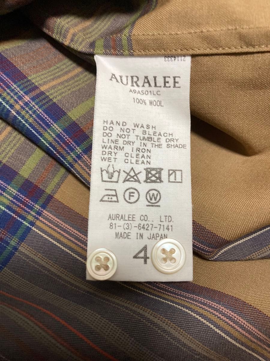 AURALEE(オーラリー)のSUPER LIGHT WOOL CHECK SHIRTS 長袖 AURALEE(オーラリー)のSUPER LIGHT WOOL CHECK SHIRTS 長袖