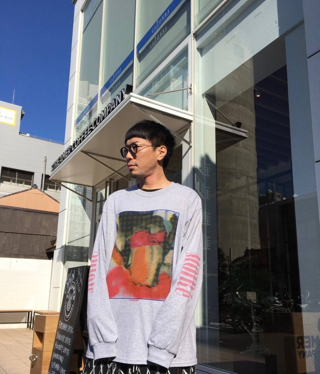 【美品】 FLAGSTUFF フラッグスタッフ / SIGMAR LS Tee / L グレー / ロンT ロングスリーブ 袖プリントMOIRE_画像1
