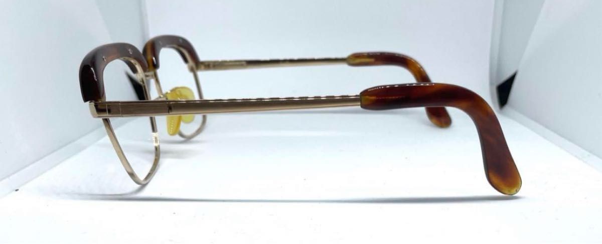 未使用品 本鼈甲 べっ甲 メガネフレーム K12金張り仕上げ レトロ 未使用品 本鼈甲 べっ甲 メガネフレーム K12金張り仕上げ レトロ