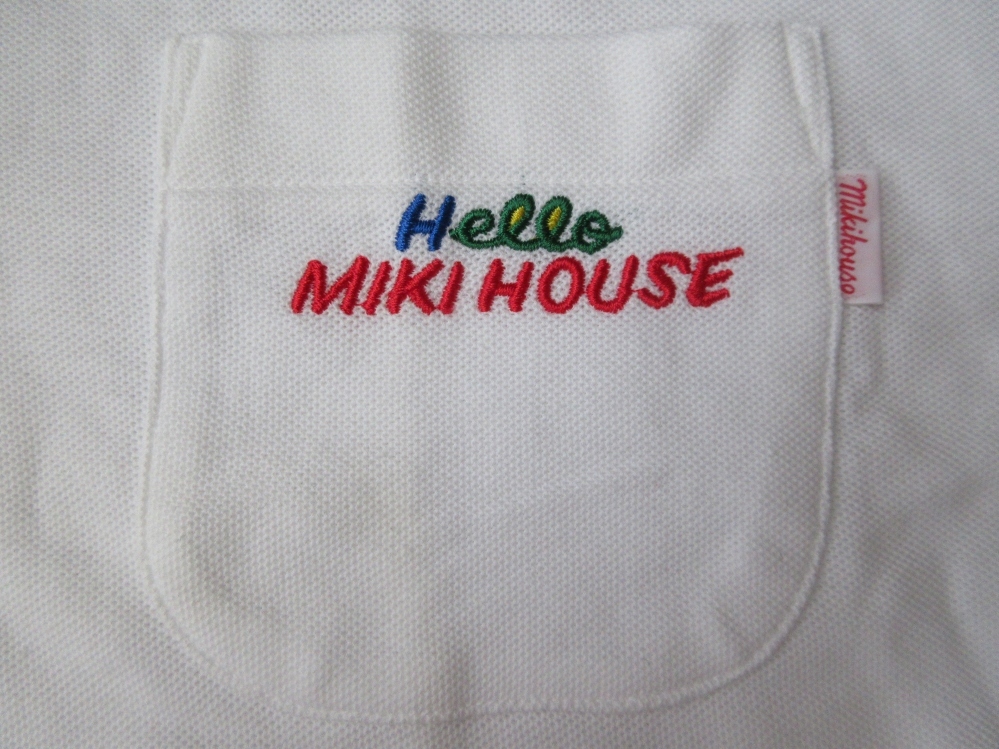 80's 90's 日本製 miki HOUSE MEN'S バック ロゴ 半袖 ポロ シャツ L 白 ミキハウス メンズ 男性 大人 カットソー  子供服 レトロ 昭和 平成