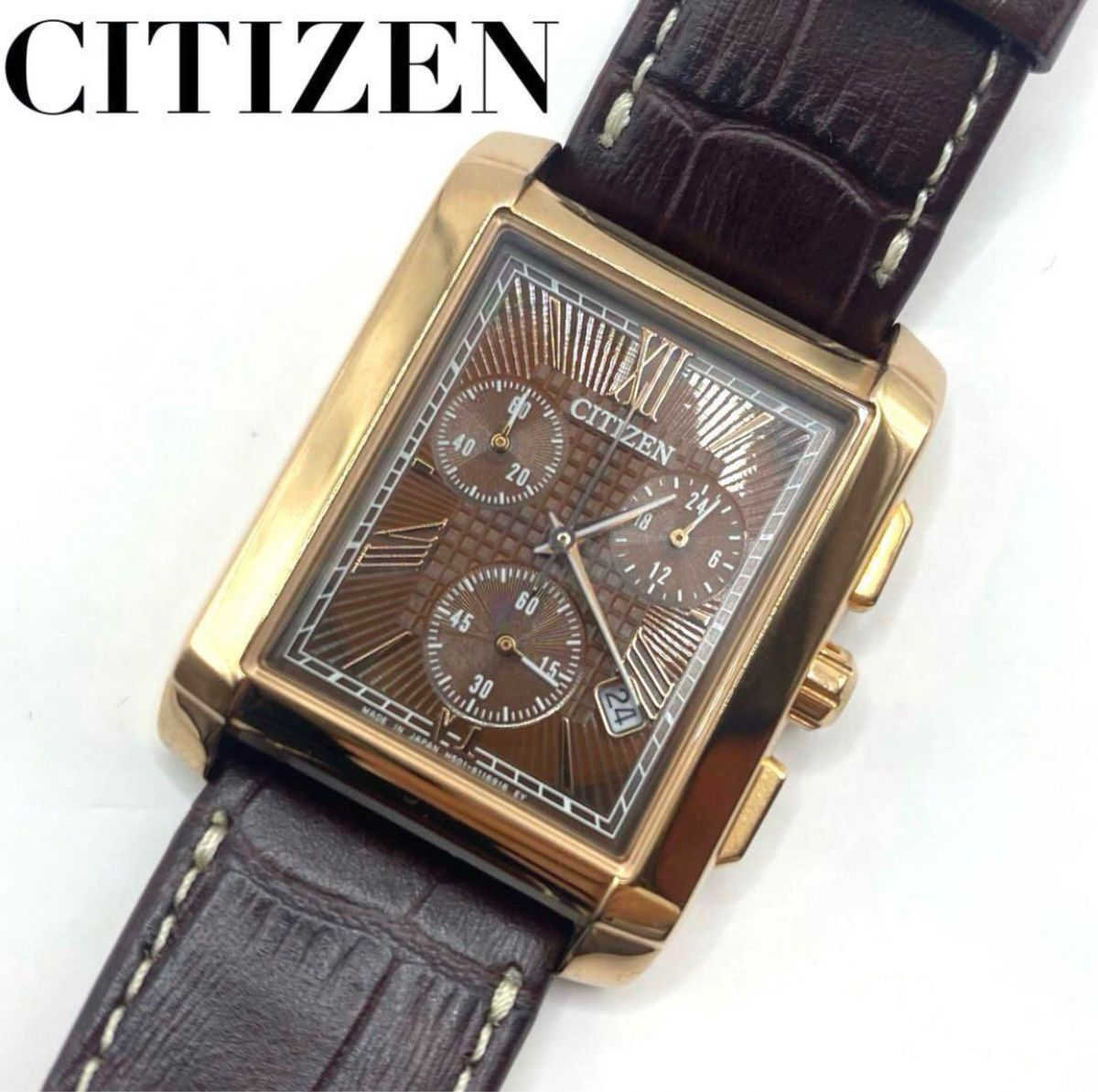 未使用】CITIZEN シチズン エコドライブ スクエア クロノグラフ 未使用】CITIZEN シチズン エコドライブ スクエア クロノグラフ