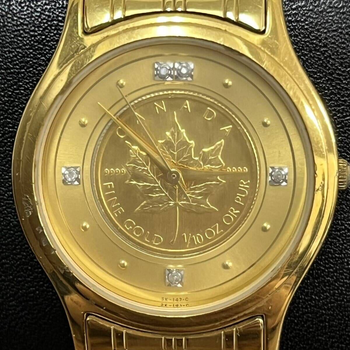 ELGIN/エルジン メープルリーフコインウォッチ 金貨 時計 純金 K24 Yahoo!オークション - エルジン カナダ メイプルリーフ コイン