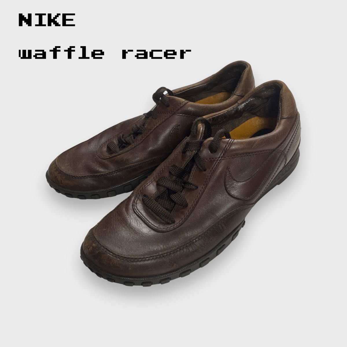 NIKE ナイキ ワッフルレーサー レザー スニーカー ブラウン 25 NIKE ナイキ ワッフルレーサー レザー スニーカー ブラウン 25