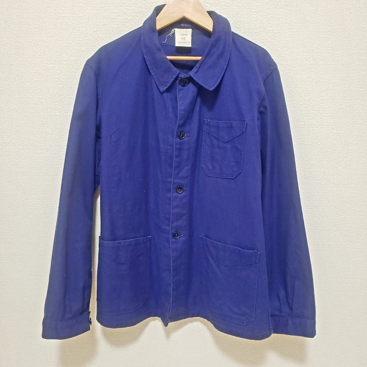 40s フレンチ ワークジャケット Vポケット 丸襟 コットンツイル 40s フレンチ ワークジャケット Vポケット 丸襟 コットンツイル