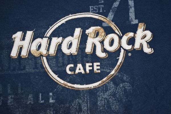 ☆US古着 Hard Rock CAFE ハードロックカフェ プリント Tシャツ ネイビー【M】コットン　　　　　◆9572◆_画像6