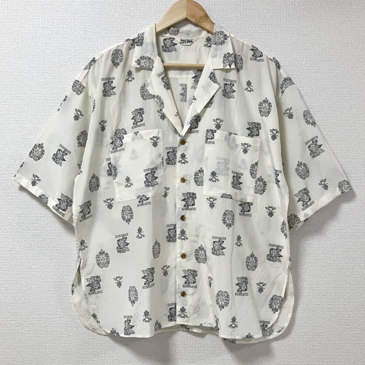 80s Jean Paul GAULTIER 総柄 レーヨン 半袖 オープンカラー シャツ 9號 ジャンポールゴルチエ 開襟 ブラウス VINTAGE archive 4060482