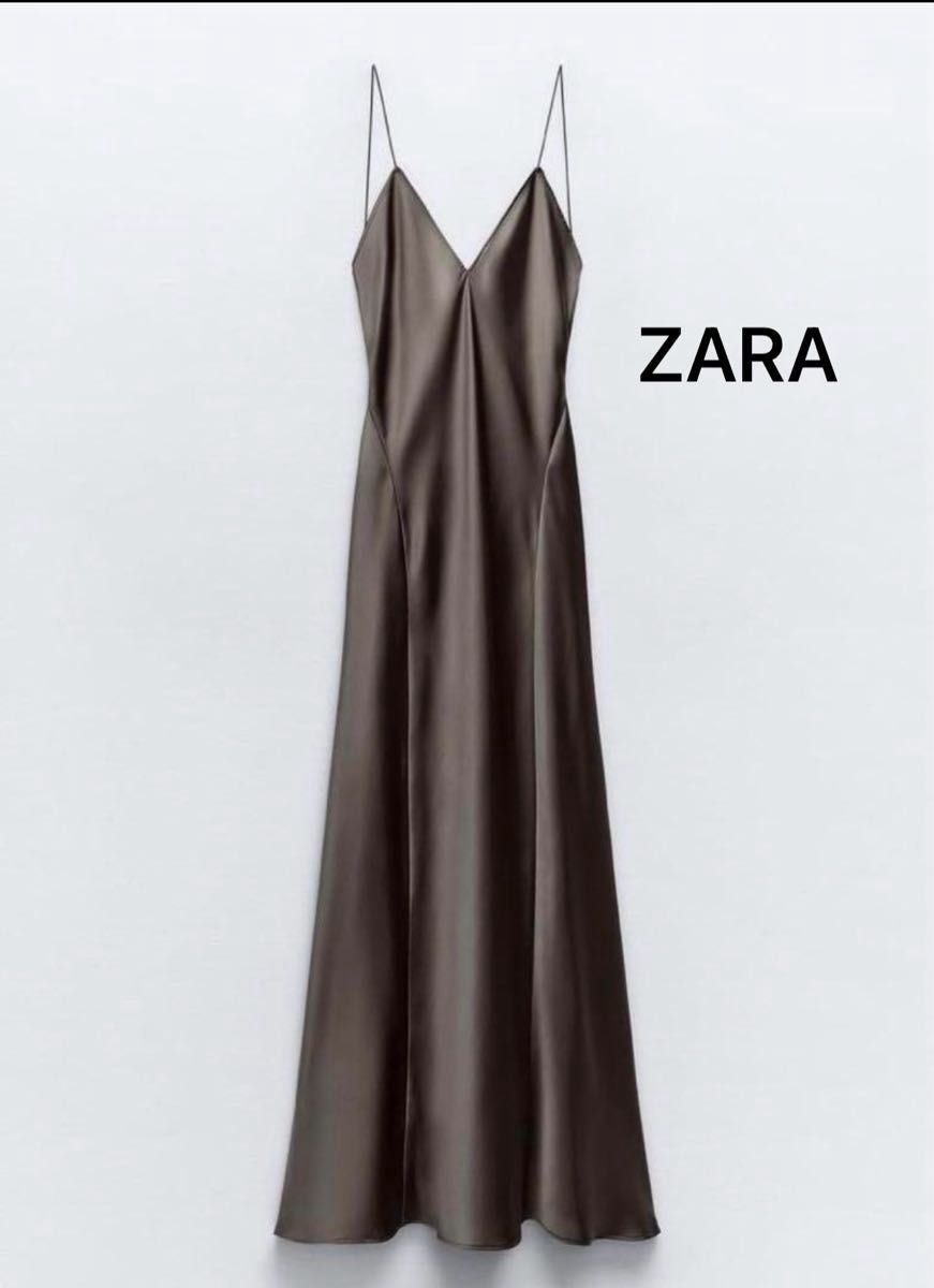 新品タグ付】ZARAザラ サテンキャミソールロングワンピース 新品タグ付】ZARAザラ サテンキャミソールロングワンピース