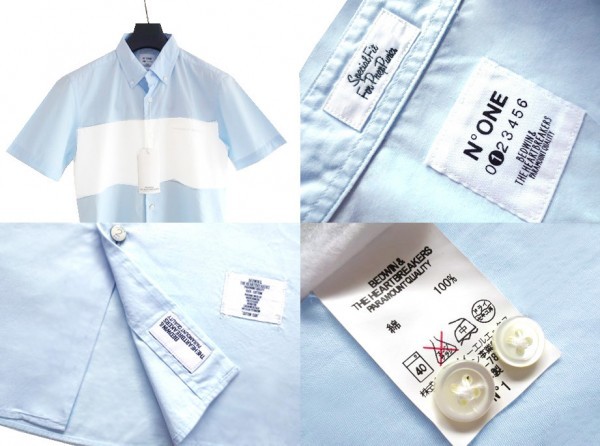 BEDWIN COLIN S/S B.D BROAD W PANEL BC SHIRTS W panel рубашка 1bai цвет голубой белый * letter pack почтовый сервис отправка 