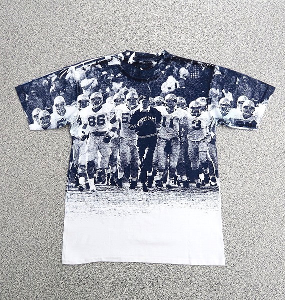 80s チャンピオン トリコタグ ノートルダム大学 ラグビー総柄 Tシャツ XL ビンテージ アメフト_画像2