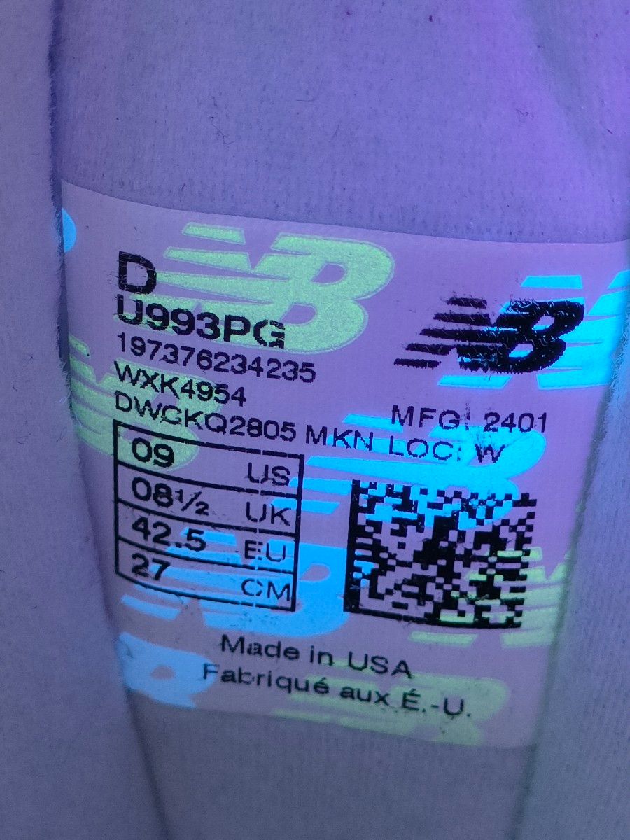 希少 Made in USA ニューバランス U993PG 27cm パープル PURPLE 希少 Made in USA ニューバランス U993PG 27cm パープル PURPLE