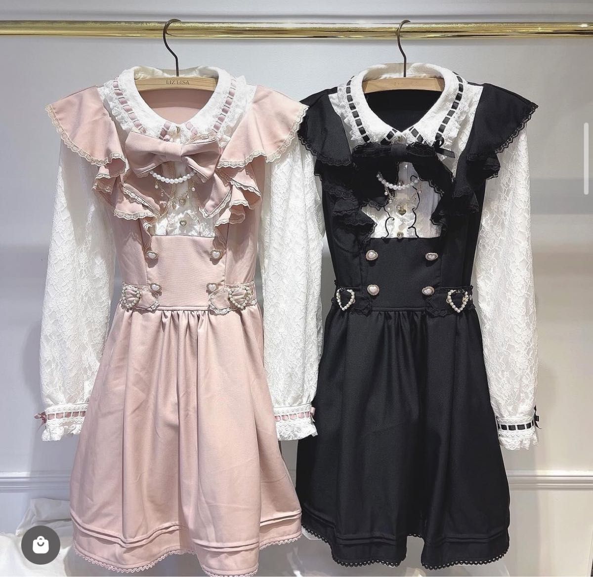 リズリサ LIZLISA ダブルハートラッフルワンピース ブラック