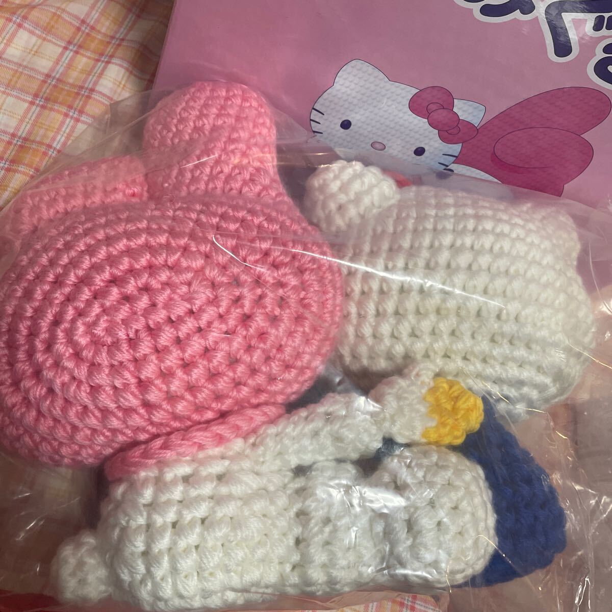 ハローキティ マイメロディ 編みぐるみ 当選品 ぬいぐるみ 2014 ハローキティ マイメロディ 編みぐるみ 当選品 ぬいぐるみ 2014
