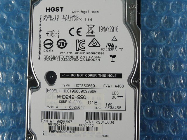 1GKT // NEC N8150-304 600GB 2.5インチHDD SAS 10K(10000)rpm 6Gb/s (HGST HUC109060CSS600) // NEC Express5800/R120d-2M 取外_画像2