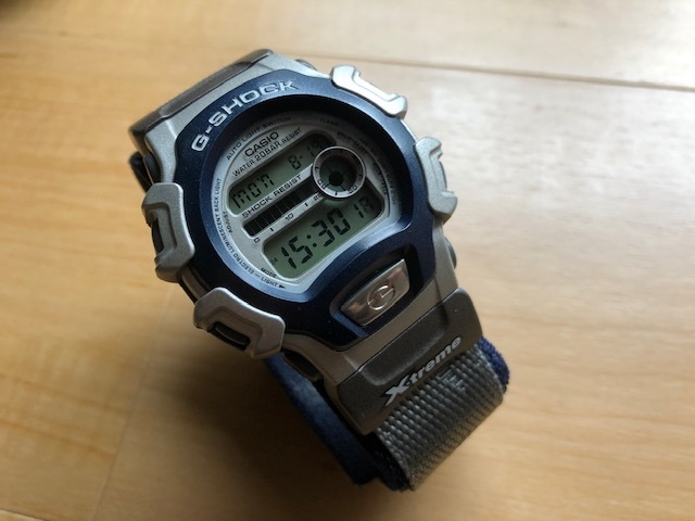 良品 デジタル CASIO カシオ G-SHOCK ジーショック X-treme DW-004 グレー×ネイビーカラー 純正ナイロンベルト メンズ 腕時計