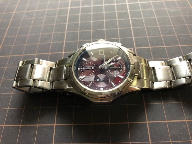 良好程度 SEIKO セイコー WIRED ワイアード クロノグラフ デイト ワインレッド 7T92-0GB0 純正ブレス クオーツ メンズ 腕時計