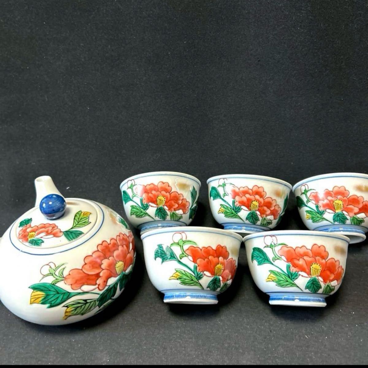 九谷焼 圓山作 茶器セット 急須 湯呑み 共箱付 煎茶道具 茶器 九谷焼 圓山作 茶器セット 急須 湯呑み 共箱付 煎茶道具 茶器