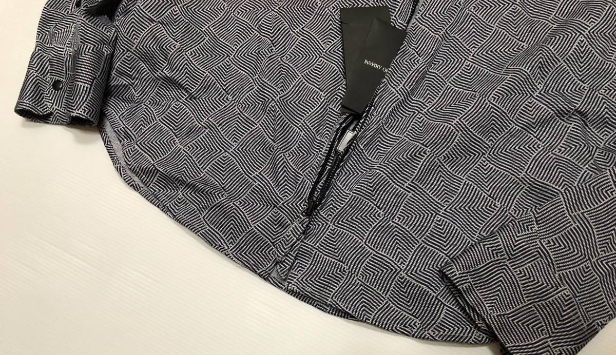  new goods *M size [joru geo Armani ] geometrical pattern pattern! put on turning freely!choi feather weave . convenience! cotton light weight shirt blouson 3315