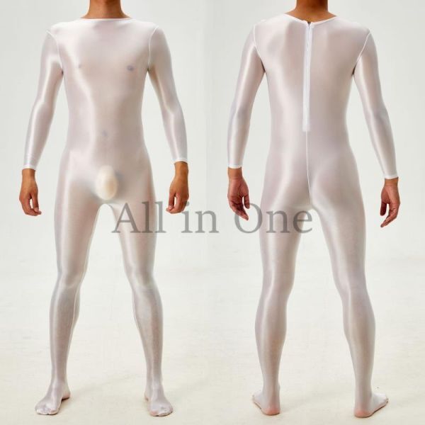 135-195-41 men's whole body lustre silky Jump suit [ Brown,M size ] man gloss gloss sexy costume Event cosplay.2