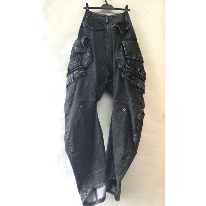新品JULIUSユリウス 10 5ozストレッチデニムガスマスクカーゴワイドパンツ Acid Gray 新品JULIUSユリウス 10 5ozストレッチデニムガスマスクカーゴワイドパンツ Acid Gray