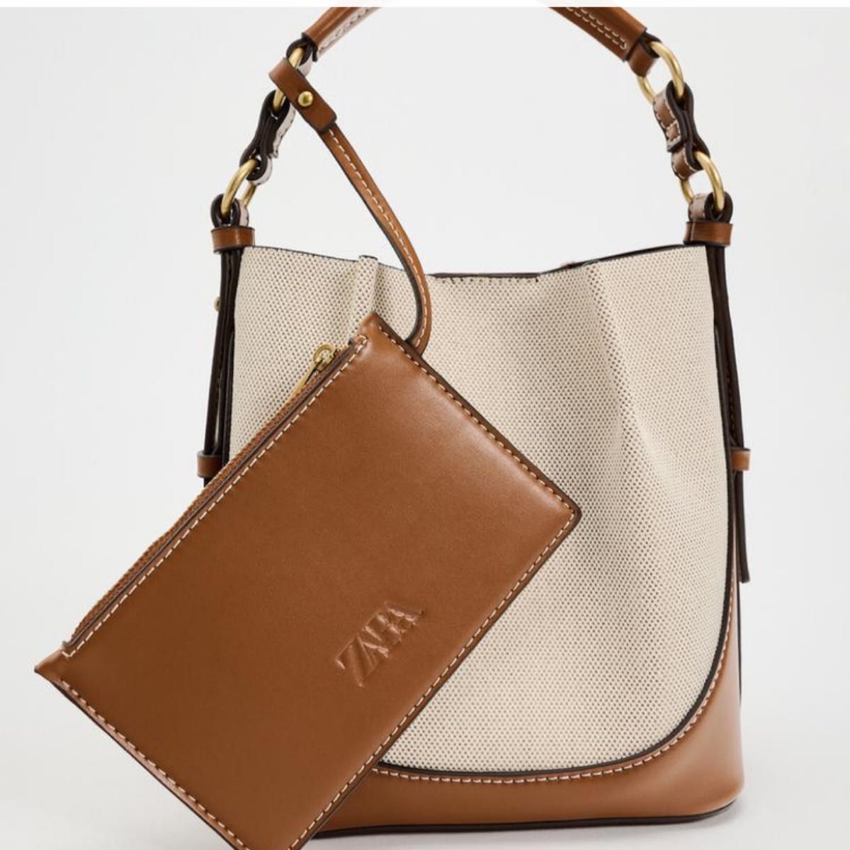 国内発送★ZARA★キャンバス地*バケットバッグ ZARA トップステッチキャンバスバケットバッグ|Yahoo!フリマ