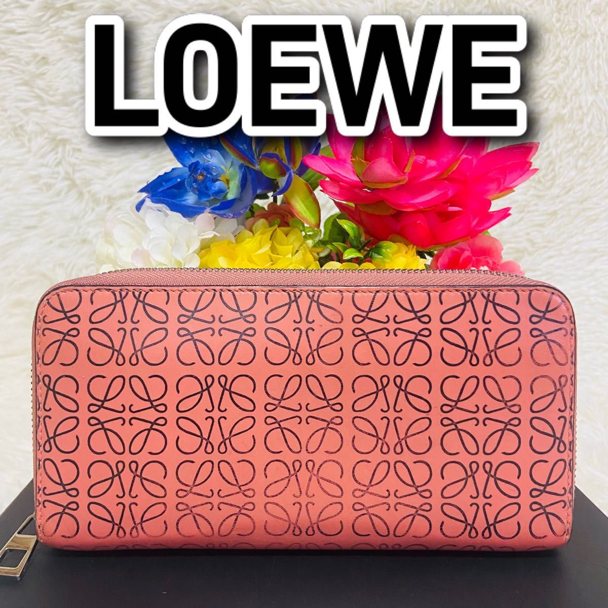 本革 LOEWE ロエベ 財布 リピートアナグラム レザー サーモン 本革 LOEWE ロエベ 財布 リピートアナグラム レザー サーモン