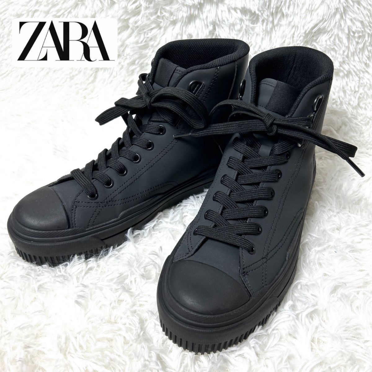 極美品】ZARA ザラ ハイカットスニーカー ホール9 ブラック 極美品】ZARA ザラ ハイカットスニーカー ホール9 ブラック