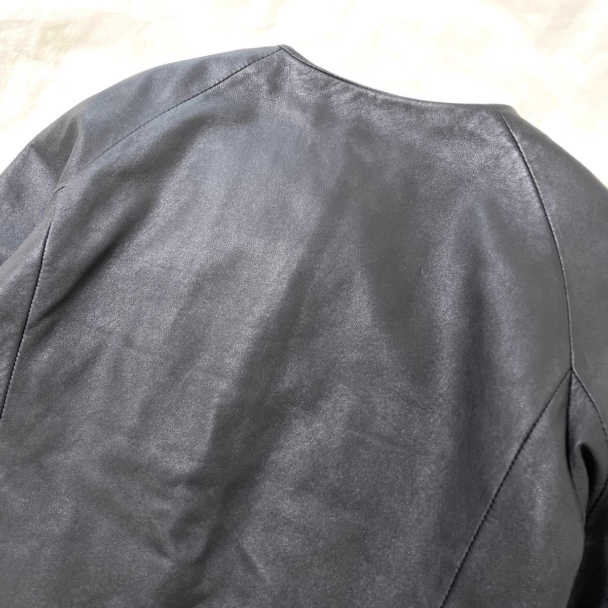 GALLARDAGALANTE】ラムレザー ノーカラー ライダースジャケット GALLARDAGALANTE】ラムレザー ノーカラー ライダースジャケット