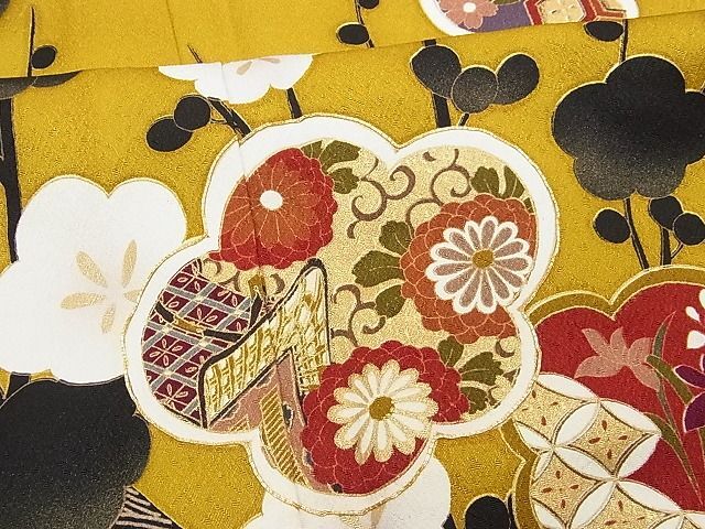 平和屋1□豪華振袖 駒刺繍 流水吉祥枝梅文 金彩 逸品 CAAG4566yk 平和屋1□豪華振袖 駒刺繍 流水吉祥枝梅文 金彩 逸品 CAAG4566yk