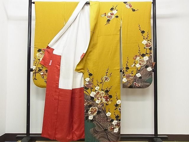 平和屋1□豪華振袖 駒刺繍 流水吉祥枝梅文 金彩 逸品 CAAG4566yk 平和屋1□豪華振袖 駒刺繍 流水吉祥枝梅文 金彩 逸品 CAAG4566yk