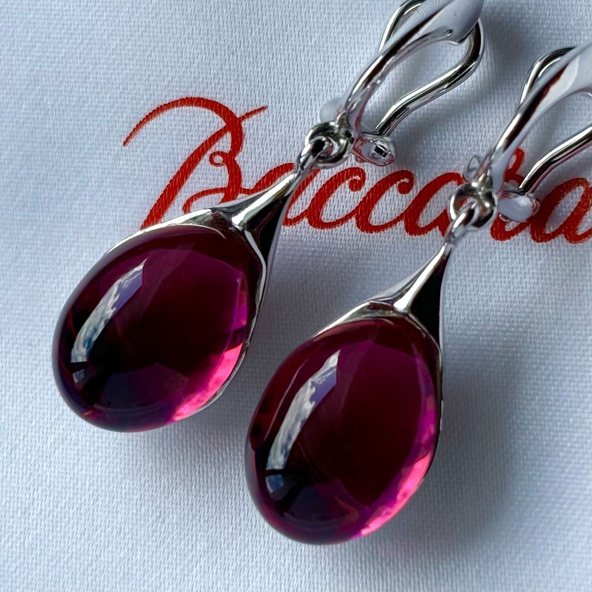 Baccarat ガレアイヤリング グレープピオニー シルバー925雫型 Baccarat ガレアイヤリング グレープピオニー シルバー925雫型