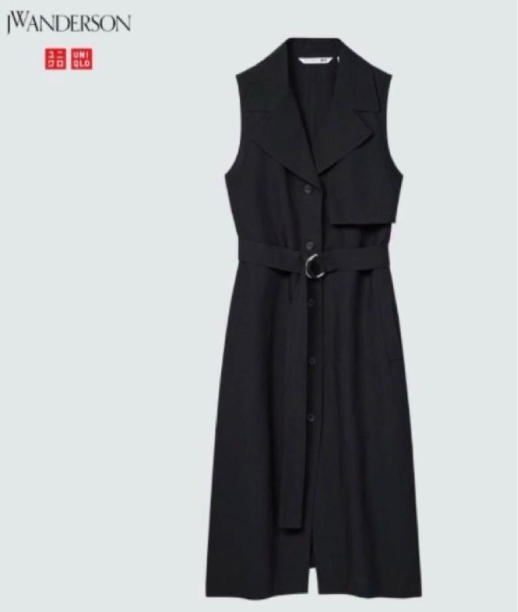 UNIQLO ユニクロ JW ANDERSON リネンブレンドラペルワンピ 黒S UNIQLO ユニクロ JW ANDERSON リネンブレンドラペルワンピ 黒S