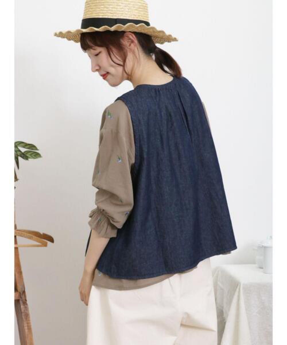YOLOサマンサモスモス★sm2★デニム*綿麻キャンバスベスト⁂結びリボン 新品 sm2 デニム/綿麻キャンバスリボンベスト|Yahoo!フリマ(旧