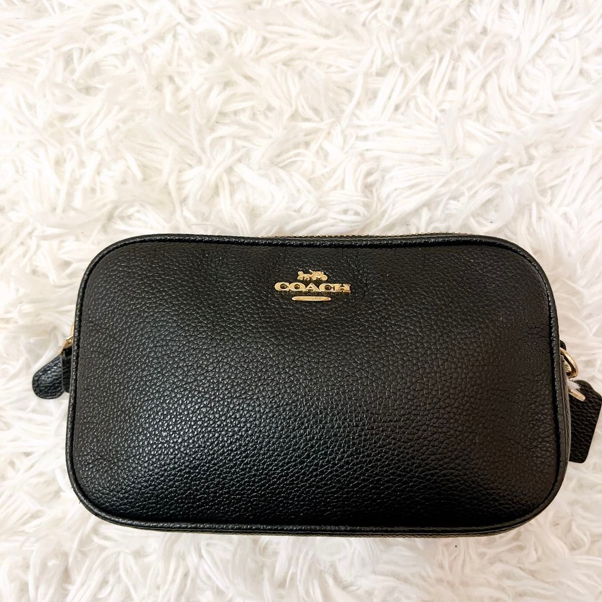 お得品】コーチ ショルダーバッグ レザー ブラック 2way 男女 お得品】コーチ ショルダーバッグ レザー ブラック 2way 男女