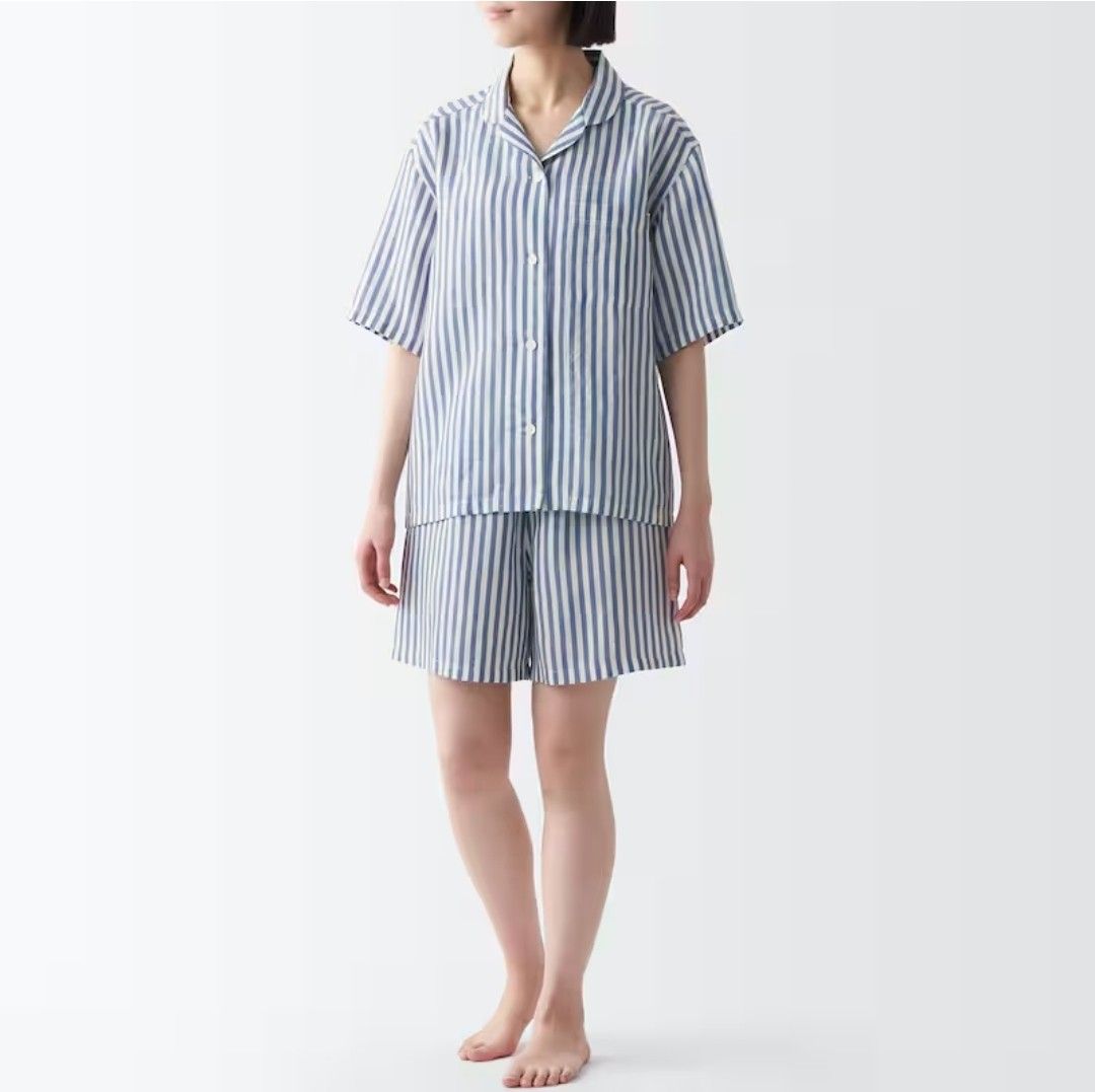 無印 夏用リネン混パジャマ XL レディース 2組 2点セット新品 無印良品 リヨセル麻 半袖パジャマ 接触冷感 婦人
