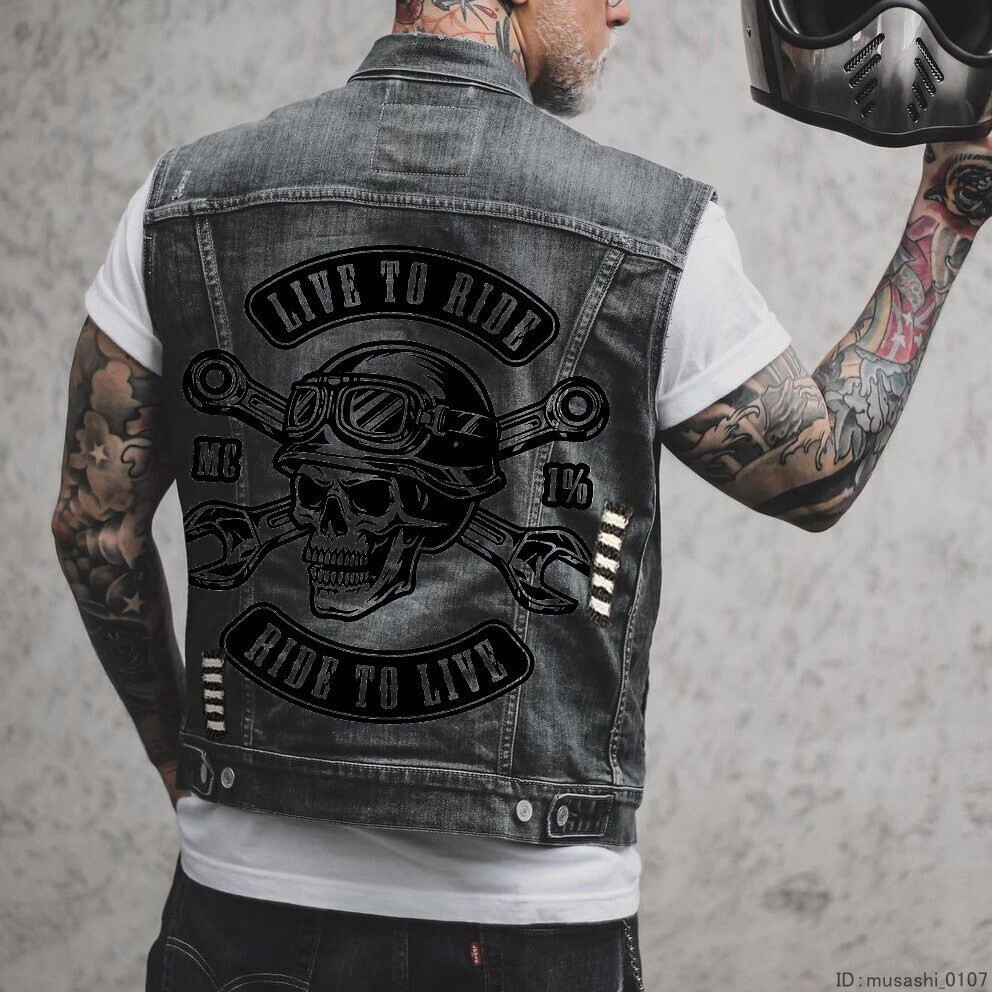  men's Denim the best bike the best Rider's the best casual choki Denim jacket tank top G Jean blauz-3092