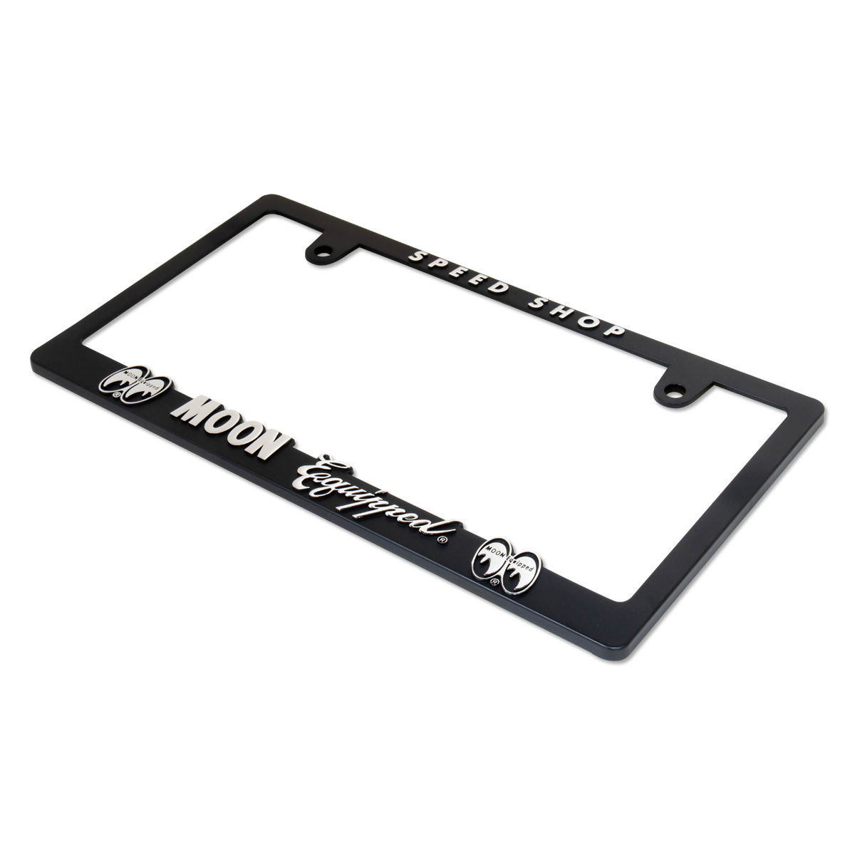  moon I zMOONEYES Raised MOON Equipped Logo license plate frame [MG062BKMQCH] license frame USDM