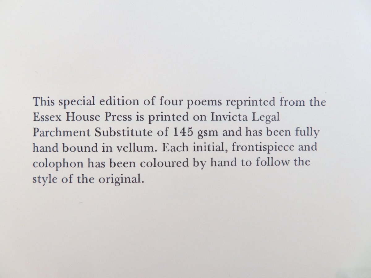 完璧すぎるが故三度も Reprinted Press』(全4冊揃)限定125部 House Essex The from その他