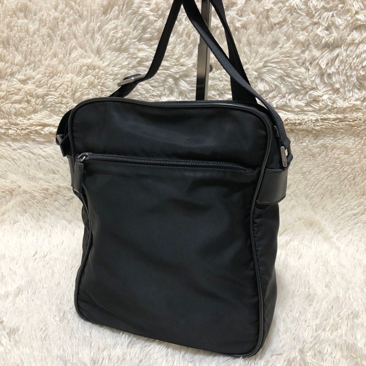 PRADA プラダ ショルダーバッグ レザー ナイロン 黒 ブラック PRADA プラダ ショルダーバッグ レザー ナイロン 黒 ブラック