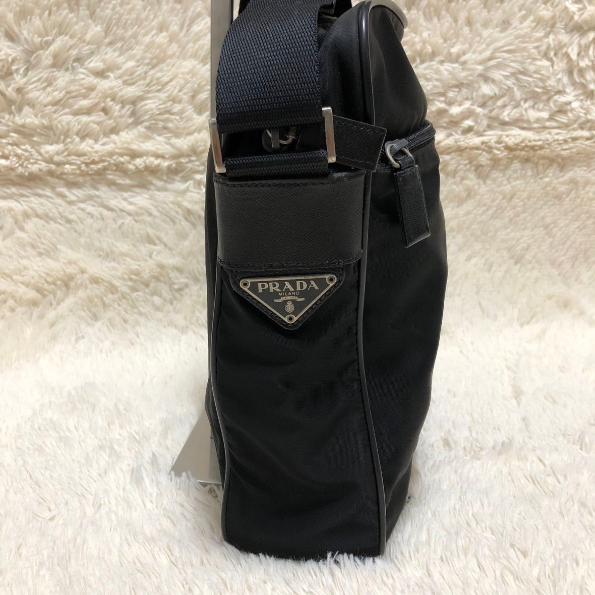 PRADA プラダ ショルダーバッグ レザー ナイロン 黒 ブラック PRADA プラダ ショルダーバッグ レザー ナイロン 黒 ブラック