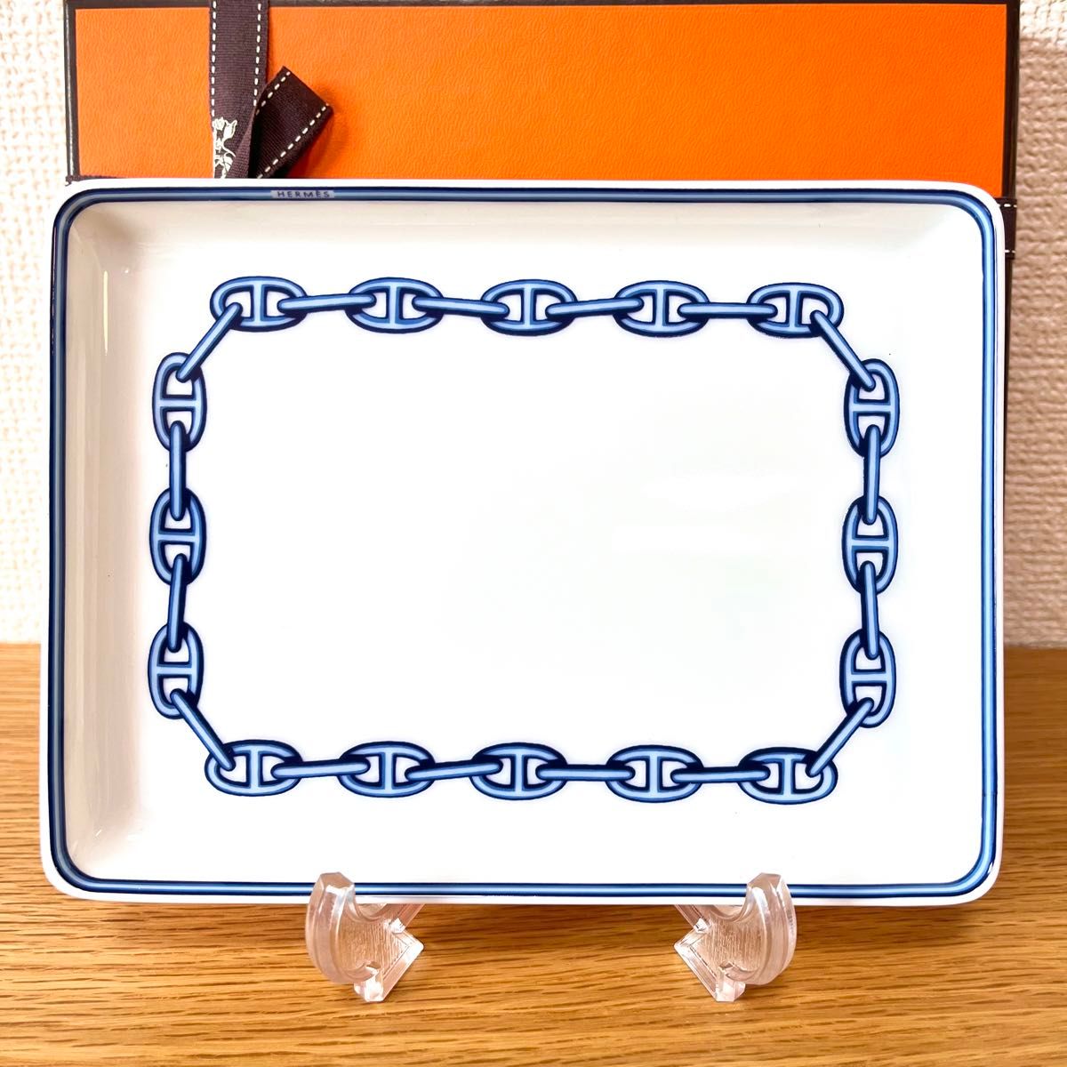 未使用品】エルメス HERMES シェーヌダンクル ブルー スクエア 未使用品】エルメス HERMES シェーヌダンクル ブルー スクエア
