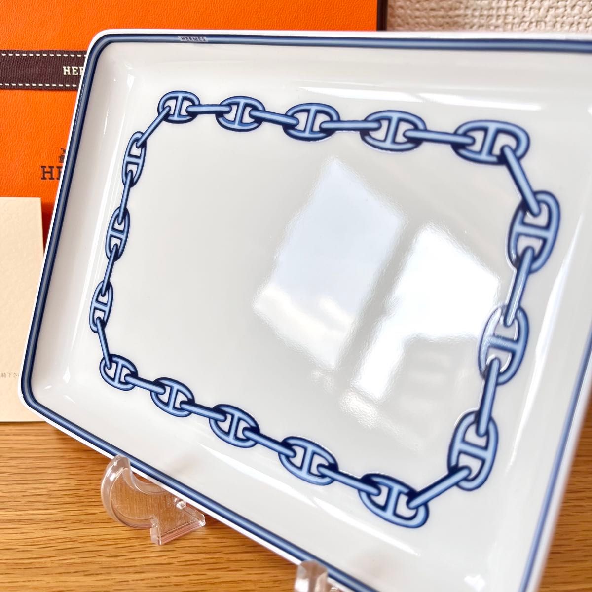 未使用品】エルメス HERMES シェーヌダンクル ブルー スクエア 未使用品】エルメス HERMES シェーヌダンクル ブルー スクエア