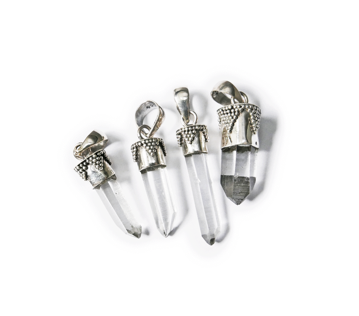 ○[Silver925] クリスタル・水晶のポイントカットのシルバーヒーリングペンダント/ペンジュラム-パワーストーンアクセサリー made in BALI