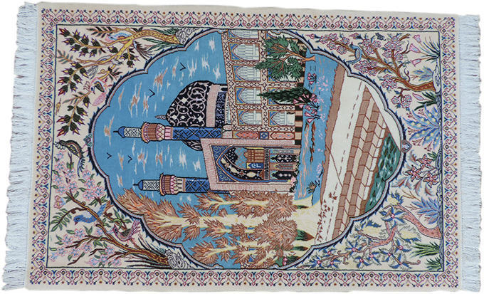 ペルシャ絨毯 カーペット ウール＆シルク 手織り高級 ペルシャ絨毯の本場 イラン ナイン産 玄関マットサイズ 114cm×75cm【本物保証】